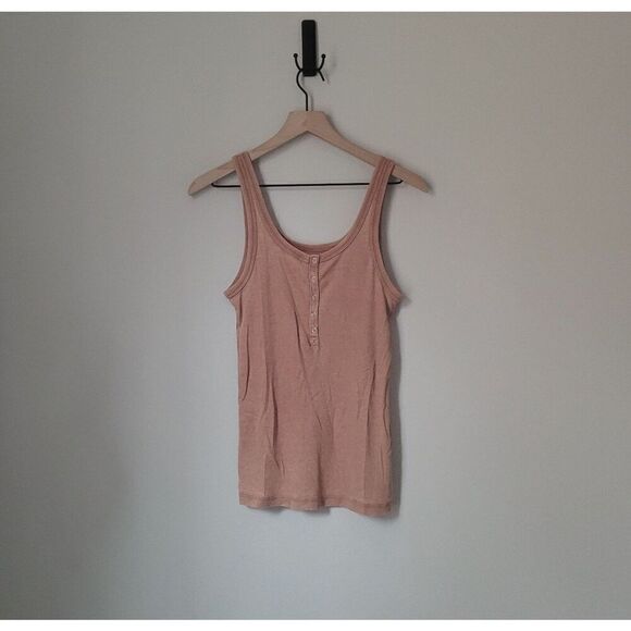 Aerie Real Soft Ribbed Snap Front Tank in Orange Size Medium - Picture 1 of 6